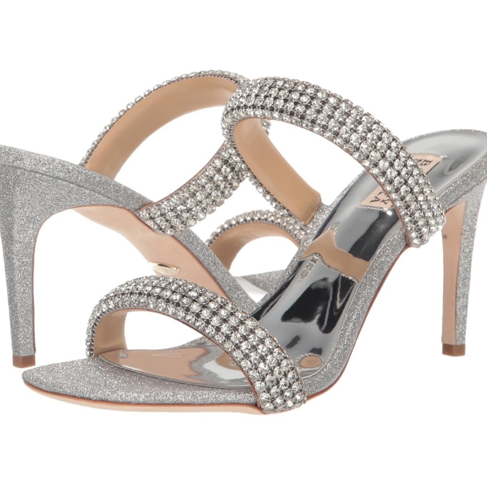 Badgley Mischka Women's Sade Jeweled Double-Band Stiletto Heeled Sandal …